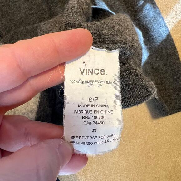 Vince Color Block 100% Cashmere Sweater Dress Long Sleeve Grey Nude Size Small - Picture 7 of 8